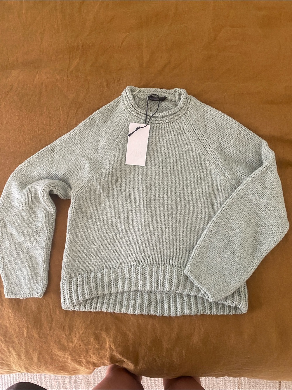 Zara Mint Green Knit Turtleneck Sweater